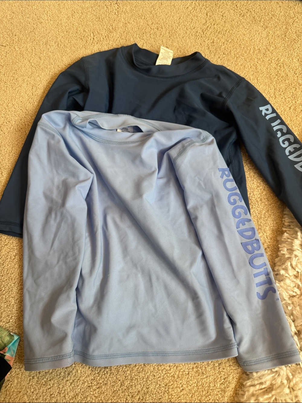 RUGGEDBUTTS Long Sleeve Sun Shirts - Light Blue & Navy 3T